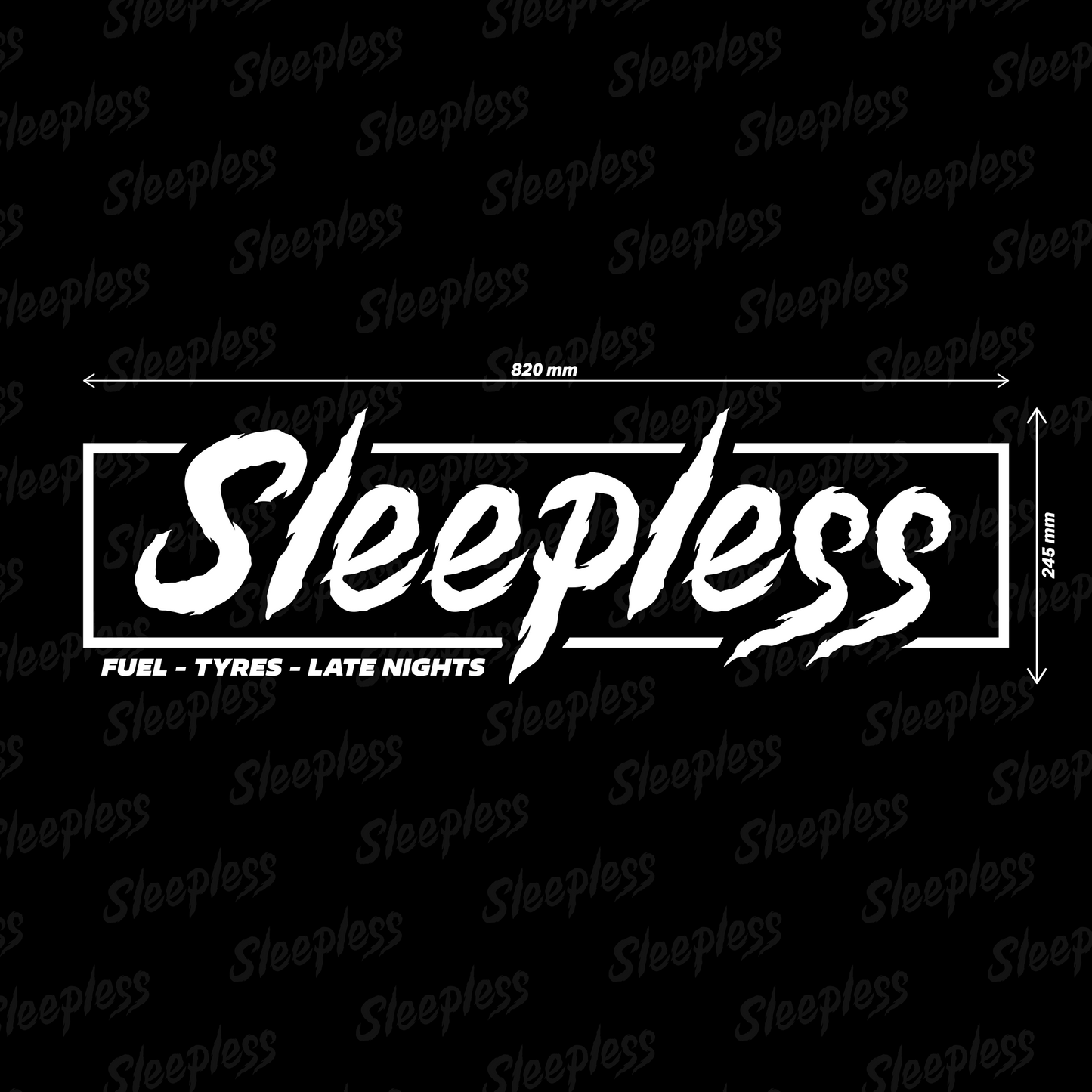 Sleepless Car Rear Window Banner (Box Style)